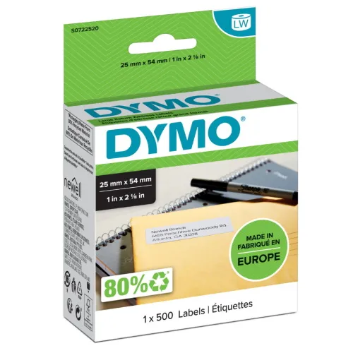Dymo Labelwriter 11352 Etiquetas Originales Multiusos Autoadhesivas - 25X54Mm - 500 Unidades - S0722520