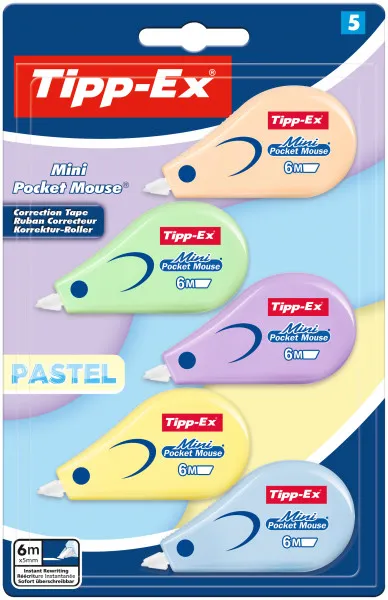 Tipp-Ex Mini Pocket Mouse Pastel Surtidos Blíster 5 Unidades