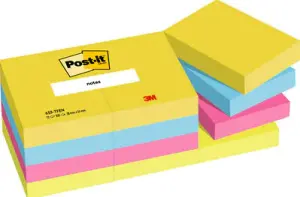 Post-It Blocs Notas 653 Gama Energética Amarillo, Azul, Fucsia, Verde Neón 38x51 - Pack 12