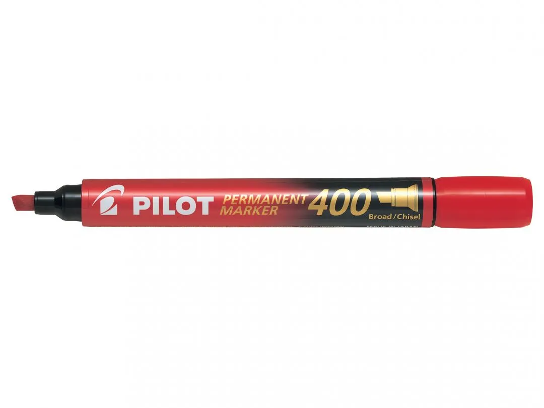 Pilot Rotulador Permanente 400 - Punta Biselada 4,5mm - Trazo 4mm - Color Rojo