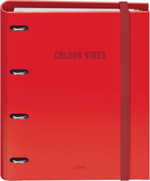 Dohe Colour Vibes Carpeta 4 Anillas Mixtas 35mm A4 con 100 Hojas Cuadricula 5mm Rojo