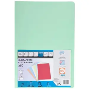 Gio Subcarpeta Simple Cartulina Folio 180gr Verde Pastel - 50 Unidades