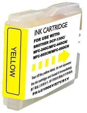 Brother LC1000XL/LC970XL Amarillo Cartucho de Tinta Compatible Reemplazo LC1000Y/LC970Y