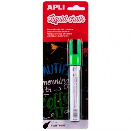 Apli Marcador De Tiza Líquida Punta Redonda 5,5Mm Verde Blíster 1 Ud