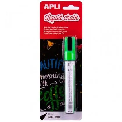 Apli Marcador De Tiza Líquida Punta Redonda 5,5Mm Verde Blíster 1 Ud