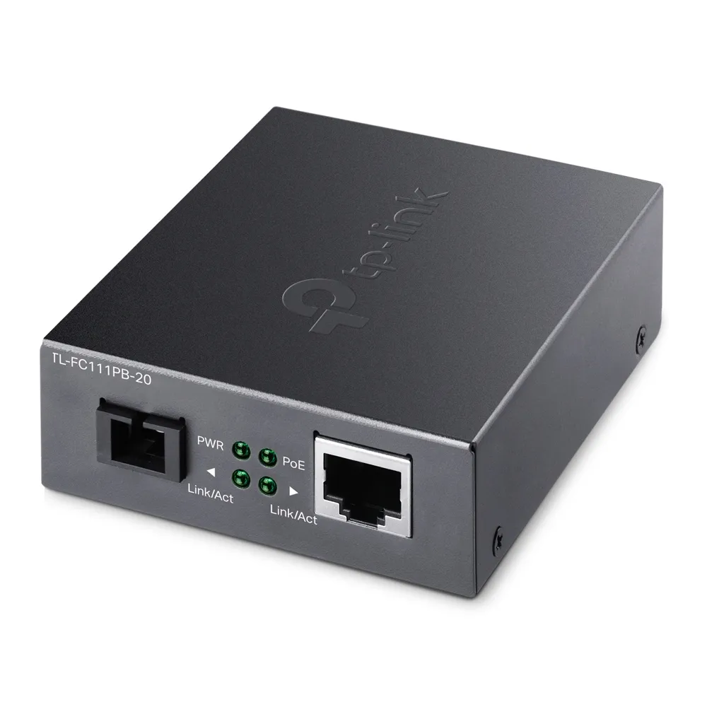 CONVERTIDOR DE FIBRA TP-LINK FC111PB-20 SINGLE-MODE SC WDM BIDIRECCIONAL DE 1P RJ45 10/100 PoE A 1P SC PORT 100MBPS