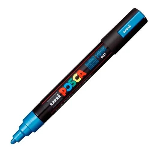 Posca Marcador  Pc-5M No Permanente Punta Forma De Bala 1,8 - 2,5 Mm Azul Metálico