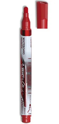 Bic Velleda Liquid Ink Marcador Para Pizarra - Punta Media - Trazo 2.3Mm - Tinta Liquida Con Base De Alcohol - Color Rojo
