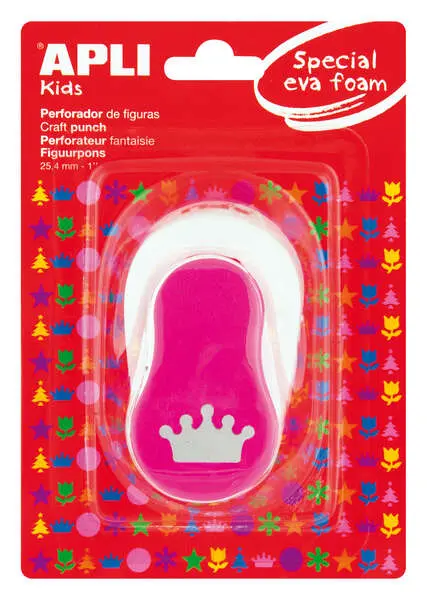 Apli Perforadora de Papel y Goma Eva en Forma de Corona 25.4mm Rosa/Blanco