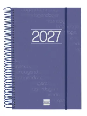 Finocam Agenda Anual 2027 Espiral E11 1 Día por Página 165x242mm Azul