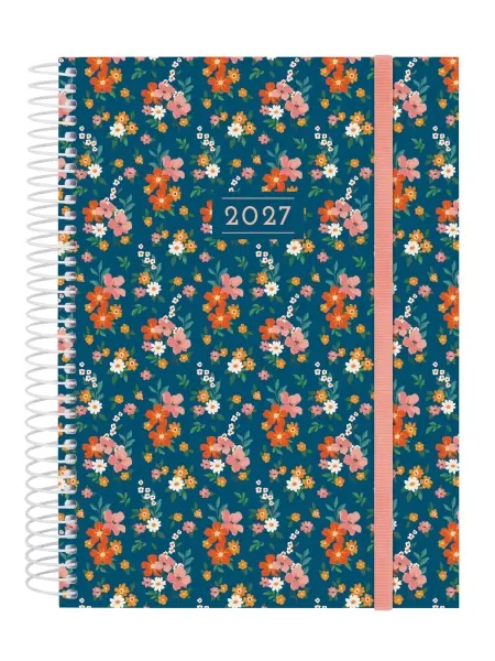 Finocam Agenda Anual 2027 Flora - 1 Día por Página - E10 - 155x212mm - Espiral