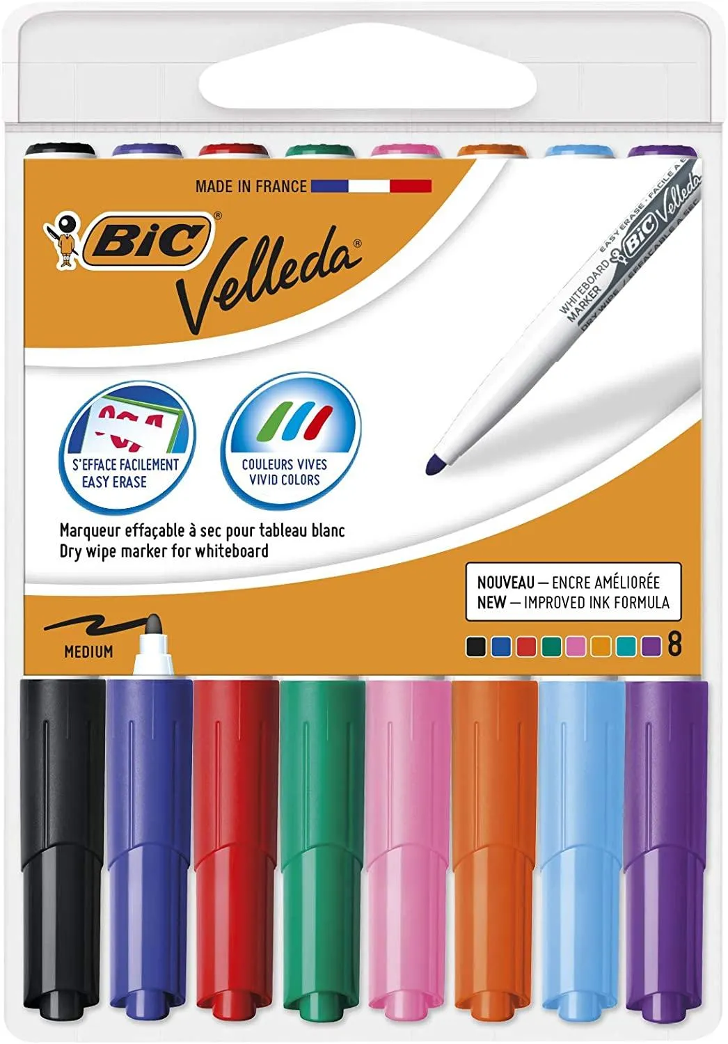 Velleda Marcador Pizarra Blanca 1741 Punta Redonda C/Surtidos Estuche 8 Ud