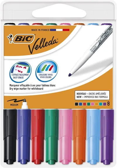 Velleda Marcador Pizarra Blanca 1741 Punta Redonda C/Surtidos Estuche 8 Ud