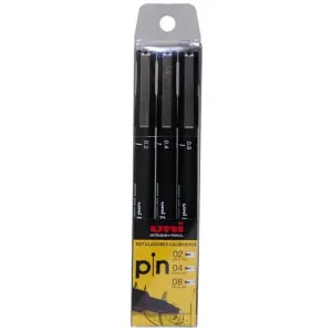 UNIBALL ROTULADOR CALIBRADO PIN-200(S) 0.2/0.4/0.8 NEGRO ESTUCHE 3 UD