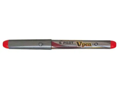 Pilot Pluma Estilográfica V-Pen Silver Desechable Tinta Líquida Punta Acero 0.5mm Rojo