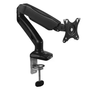 Ewent Soporte de Mesa con Brazo Articulado para Monitor hasta 34" - VESA 100x100 - 9kg - USB-A 3.1 Gen1 - Negro