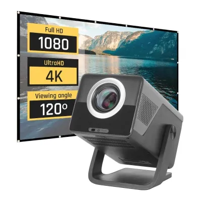 Iggual Pack Proyector 4K + Lona Proyección100"