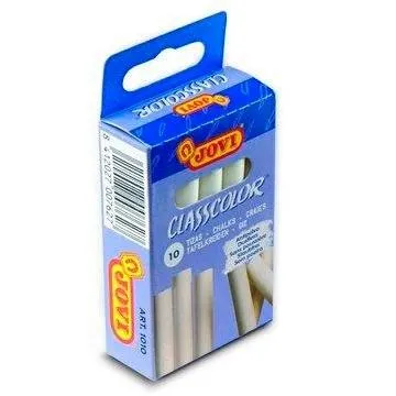 Jovi Tizas Blancas Sin Polvo - Caja de 10 Tizas Compactas y Resistentes
