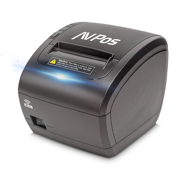 Avpos K90W Impresora Termica Tickets - Velocidad 300Mm/S - Avisador Luminoso Y Acustico - Cortador Automatico - Usb, Lan Y Wifi - Color Negro