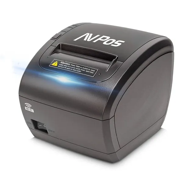 Avpos K90W Impresora Termica Tickets - Velocidad 300Mm/S - Avisador Luminoso Y Acustico - Cortador Automatico - Usb, Lan Y Wifi - Color Negro