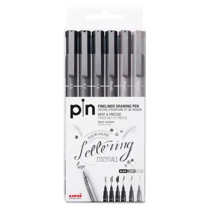 Uniball Rotulador Calibrado Pin-200(S)/6P Surtido Gris & Negro Estuche 6 Ud