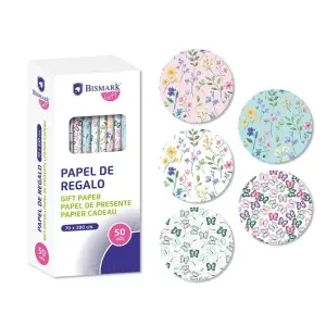Bismark Rollo de Papel Regalo 70cm x 200cm - 5 Diseños - 10 Rollos por Diseño