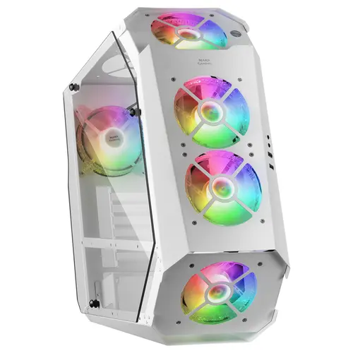 Caja Atx Semitorre Gaming Mars Gaming Mc51 White Diseño Extremo 5 Ventiladores 120Mm Chroma Rgb Laterales De Cristal Templado Sin Fuente De Alimentaci