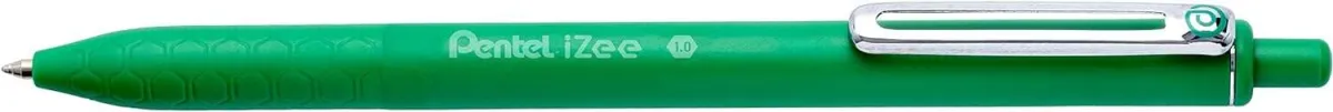 Pentel Izee Boligrafo De Bola Retractil - Punta 0.7Mm - Trazo 0.35Mm - Clip De Metal - Color Verde