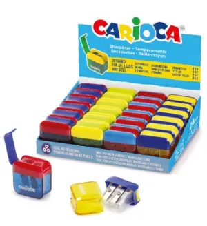 Carioca Expositor con 24 Minisacapuntas de 2 Orificios y Tapon de Seguridad
