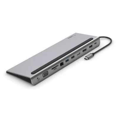 Belkin Docking USB-C Inc004Btsgy con 1xHDMI, 1xDisplayPort, 1xVGA, 2xUSB-A 3.0, 1xUSB-C PD 100W, 1xRJ45, 1xJack 3.5mm - Gris