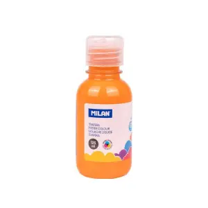 Milan Botella de Témpera 125ml con Tapon Dosificador - Secado Rápido - Color Naranja