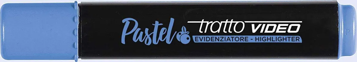 Tratto Video Pastel Marcador Fluorescente - Punta Biselada - Tinta Al Agua - Secado Rapido - Color Azul Arandano