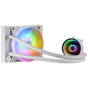 SISTEMA DE REFRIGERANCION LIQUIDA MARS GAMING ML-ONE120 WHITE 12x12 ILUMINACION FRGB TPD 200W PARA PROCESADORES INTEL Y AMD