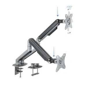 TOOQ Soporte De Mesa DB4132TNR-G Para 2 Pantallas 17-32" VESA 100x100 Gris/Negro