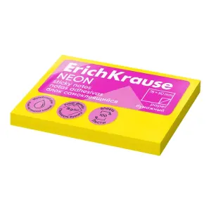 ErichKrause Bloc de Notas Adhesivas 100 Piezas 50x75mm Color Amarillo Neón