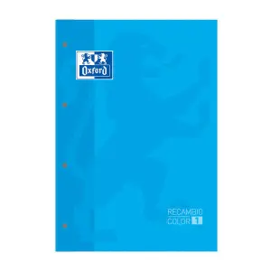 Oxford Recambio Encolado A4 80 Hojas Cuadricula 5x5 Tapa Color Turquesa