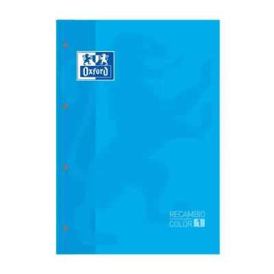 Oxford Recambio Encolado A4 80 Hojas Cuadricula 5x5 Tapa Color Turquesa