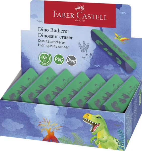 Faber-Castell Dinosaurio Goma De Borrar Sin Pvc - Forma Triangular Ergonomica - Sin Residuos - Borrado Limpio Y Facil