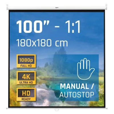 iggual Pantalla Manual 1:1 100" 180x180 cm para Proyector