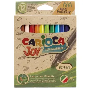 Carioca Joy Eco Pack de 12 Rotuladores Punta Fina 2.8mm Tinta Superlavable