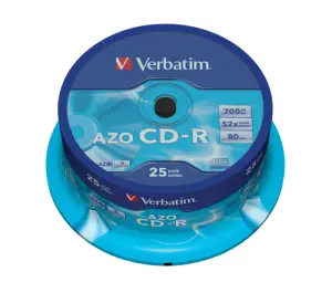 Verbatim CD-R AZO 700MB 52X 25 Pack Spindle Crystal Surface