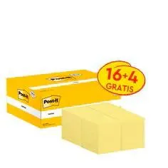 Post-It Bloc Notas Adhesivas 653 100H 38X51 (No Encelofanados) Canary Yellow Paquete 16 Ud + 4 Ud Gratis