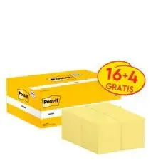 Post-It Bloc Notas Adhesivas 653 100H 38x51mm Amarillo Canario Paquete 16 Unidades + 4 Gratis