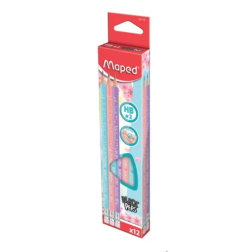 Maped Lápiz De Grafito Hb Con Goma C/Surtidos Pastel Estuche 12 Ud