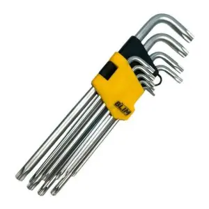 Blim Juego de Llaves Torx Largas con Orificio 9 Piezas Acero Cromo Vanadio T10-T50