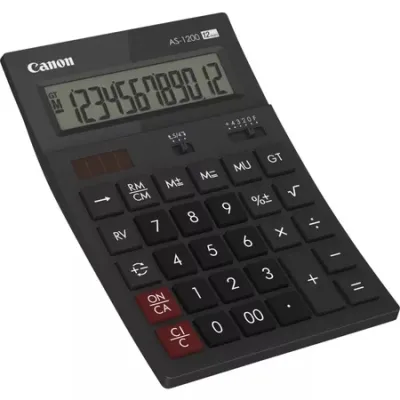 Canon AS-1200 Calculadora de Sobremesa LCD 12 Dígitos Solar y Pilas Color Negro