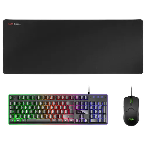 Mars Gaming Pack Premium Teclado Hibrido H-Mech - Raton Ultra Ligero 10K - Alfombrilla Xxl - Tecnologia H-Mech - Iluminacion Frgb Rainbow - Raton Ultra-Ligero 69G - Sensor Optico De 10000 Dpi - Switches Mecanicos Kailh - Color Negro