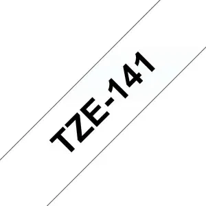 Brother TZe141 Cinta Laminada de Etiquetas 18mm Texto Negro sobre Fondo Transparente 8m