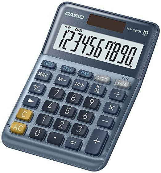 Casio Calculadora De Oficina Sobremesa Azul Ms-100Em
