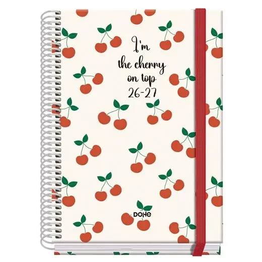 Dohe Agenda Escolar Prime A5 Espiral Dp Cartón Forrado Mod. Cerezas 2026-2027